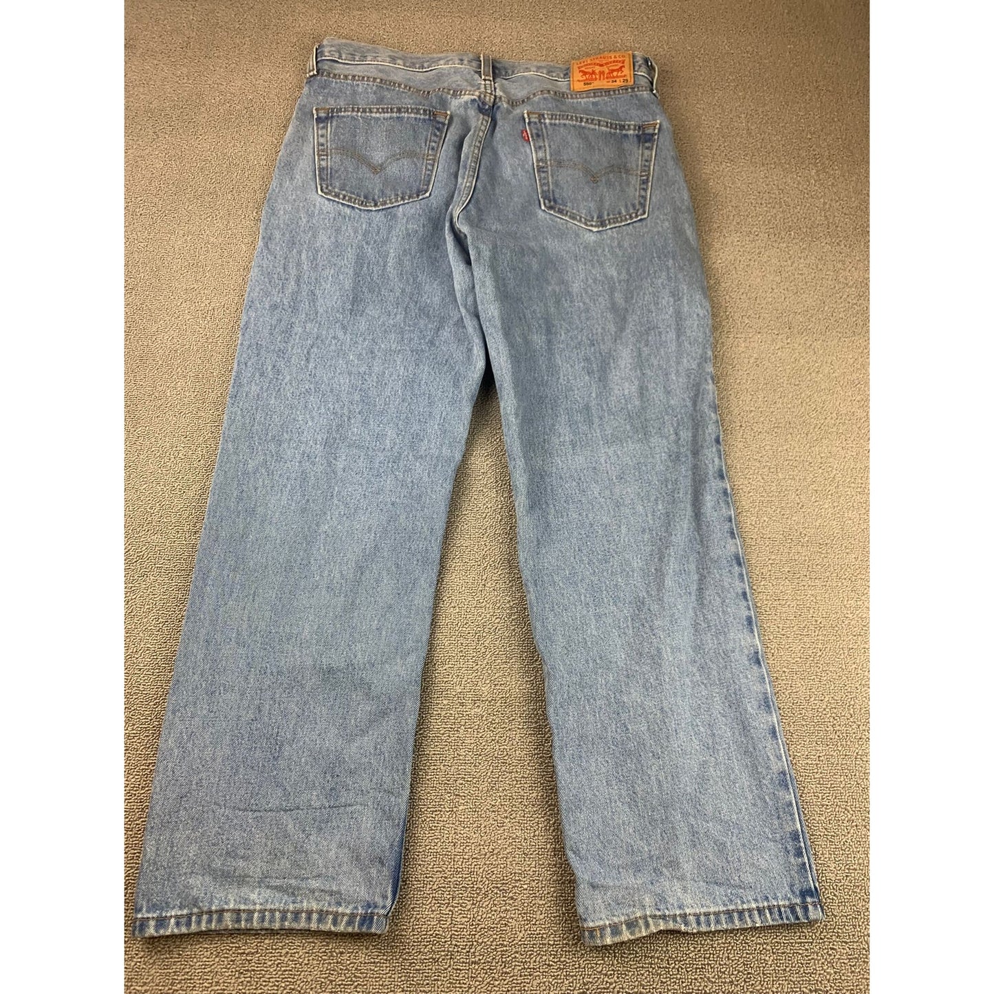Levi's Men's 34x29 550 Relaxed Fit Blue Light Wash Straights Jeans