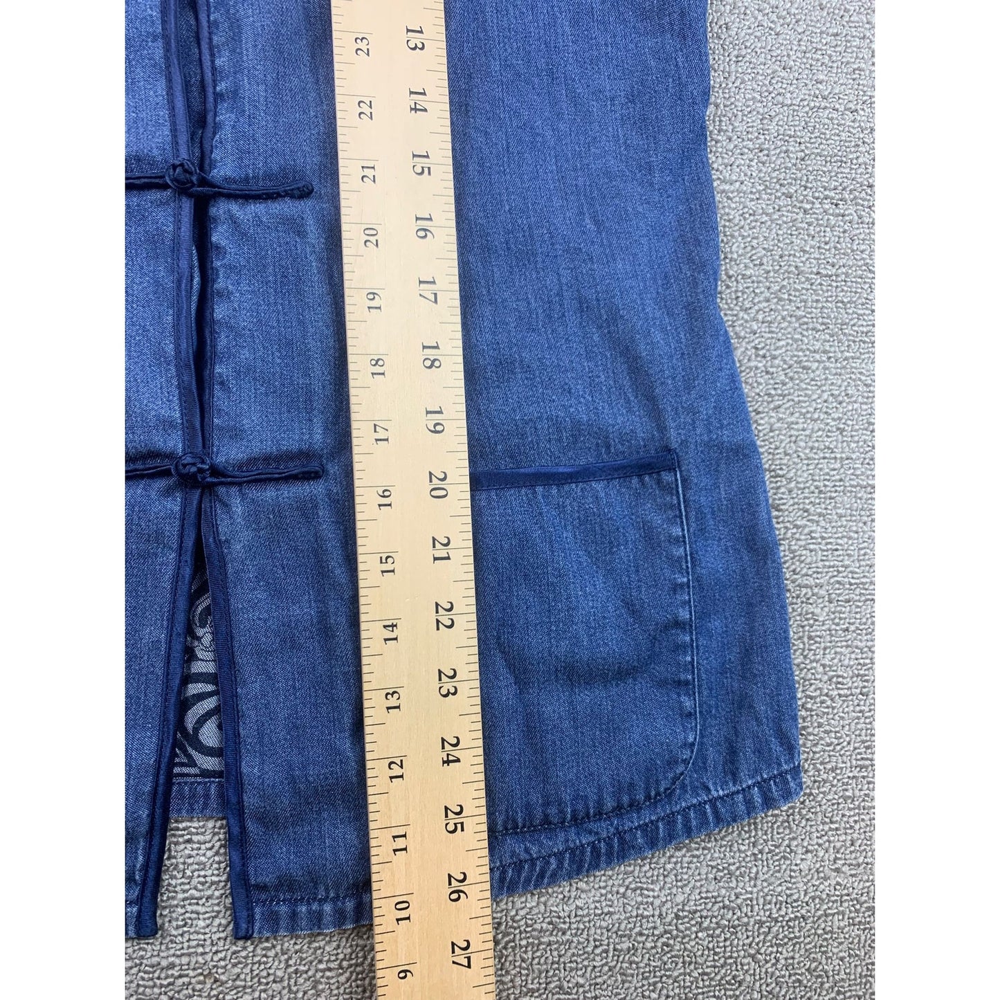 Shanghai Tang Women 10 Denim Waistcoat  Vest Gilet Ethnic Chinese
