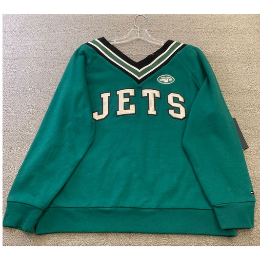 Tommy Hilfiger Women's XL Green Jets NFL Sweatshirt Pullover New With Tags