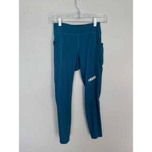 Hoka One One Leggings Women Small Blue Pocket Stretch Activewear