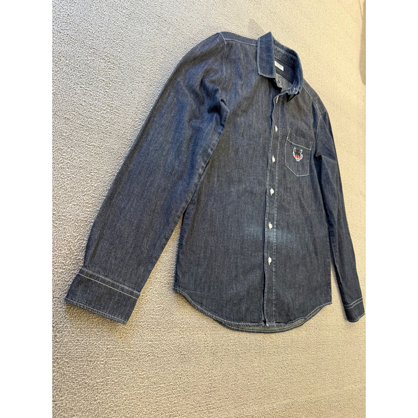 Kenzo Paris Medium Mens Blue Denim Button Up Long Sleeve Shirt