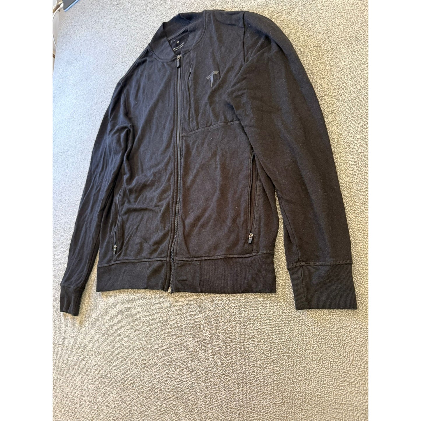 Tesla Mens Medium Black Full Zip Bomber Light Weight Jacket
