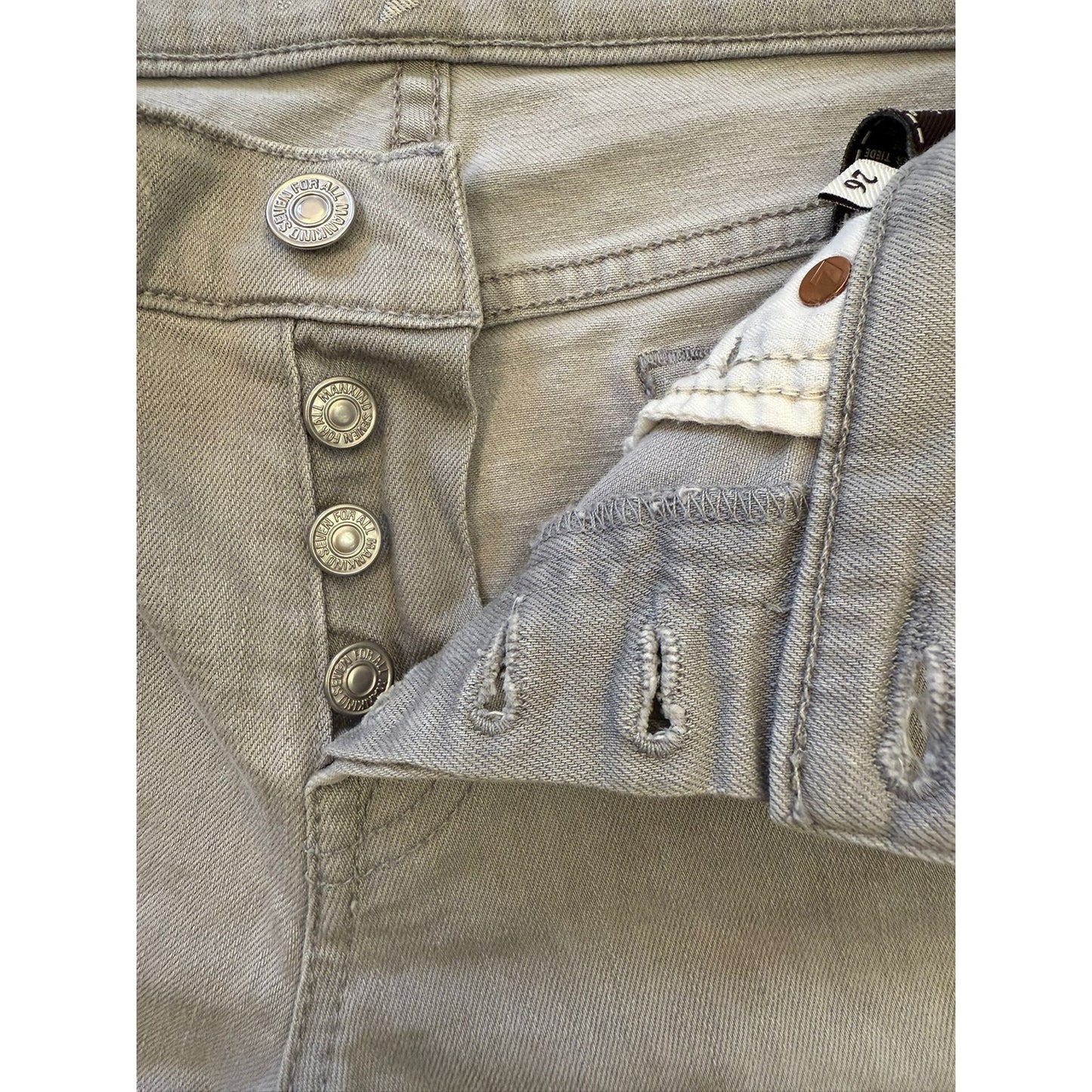 7 For All Mankind Women's Size 26 Gray Denim Shorts Rolled Hem Distressed