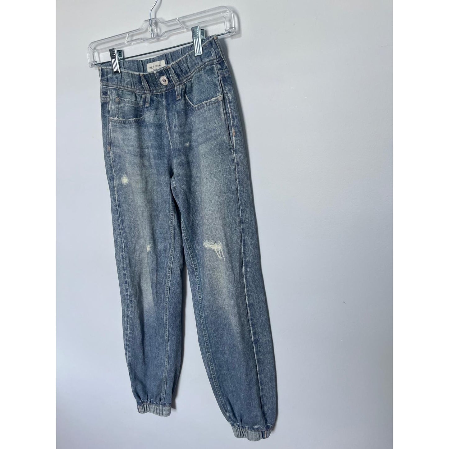 Rag & Bone Denim Jogger Pants Women XXS Elastic Waist Distressed Cuffs