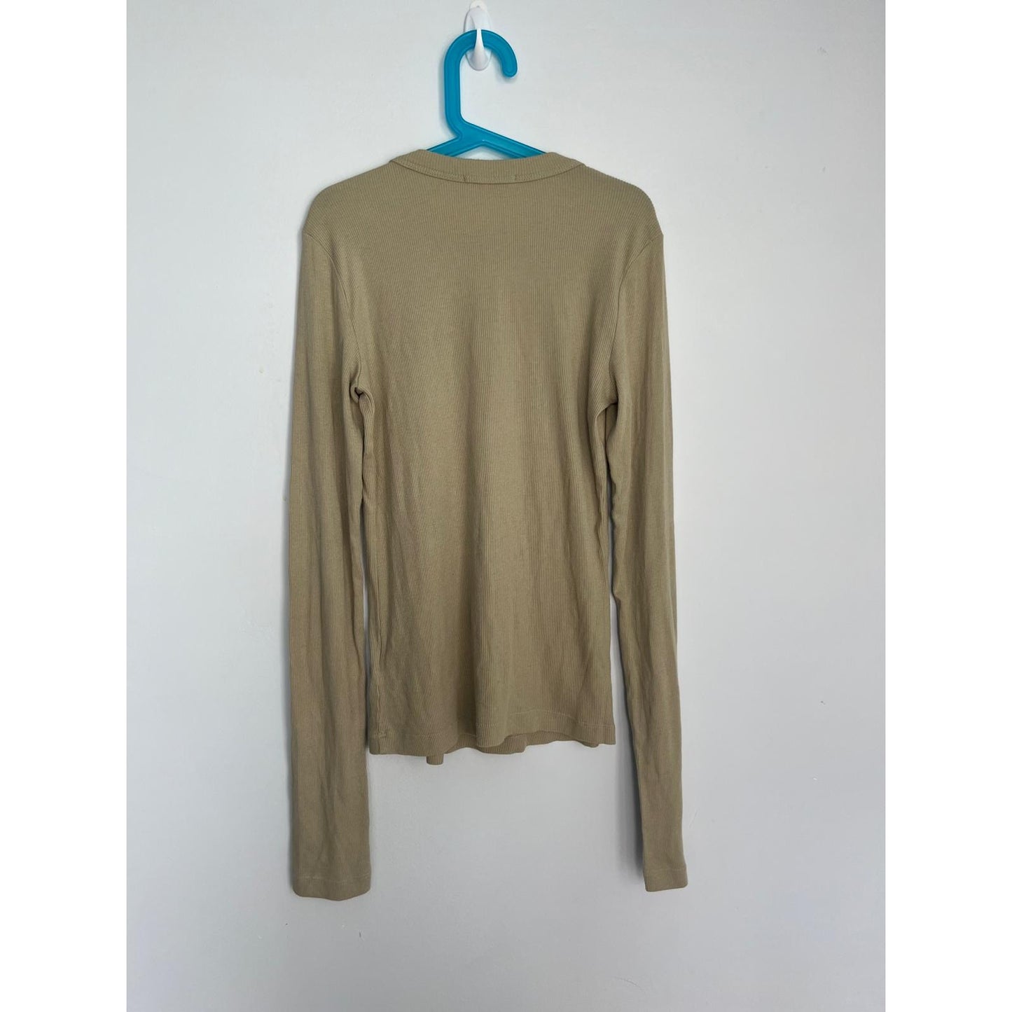 Cotton Citizen Ribbed Long Sleeve Top Women Small Tan Lightweight Casual