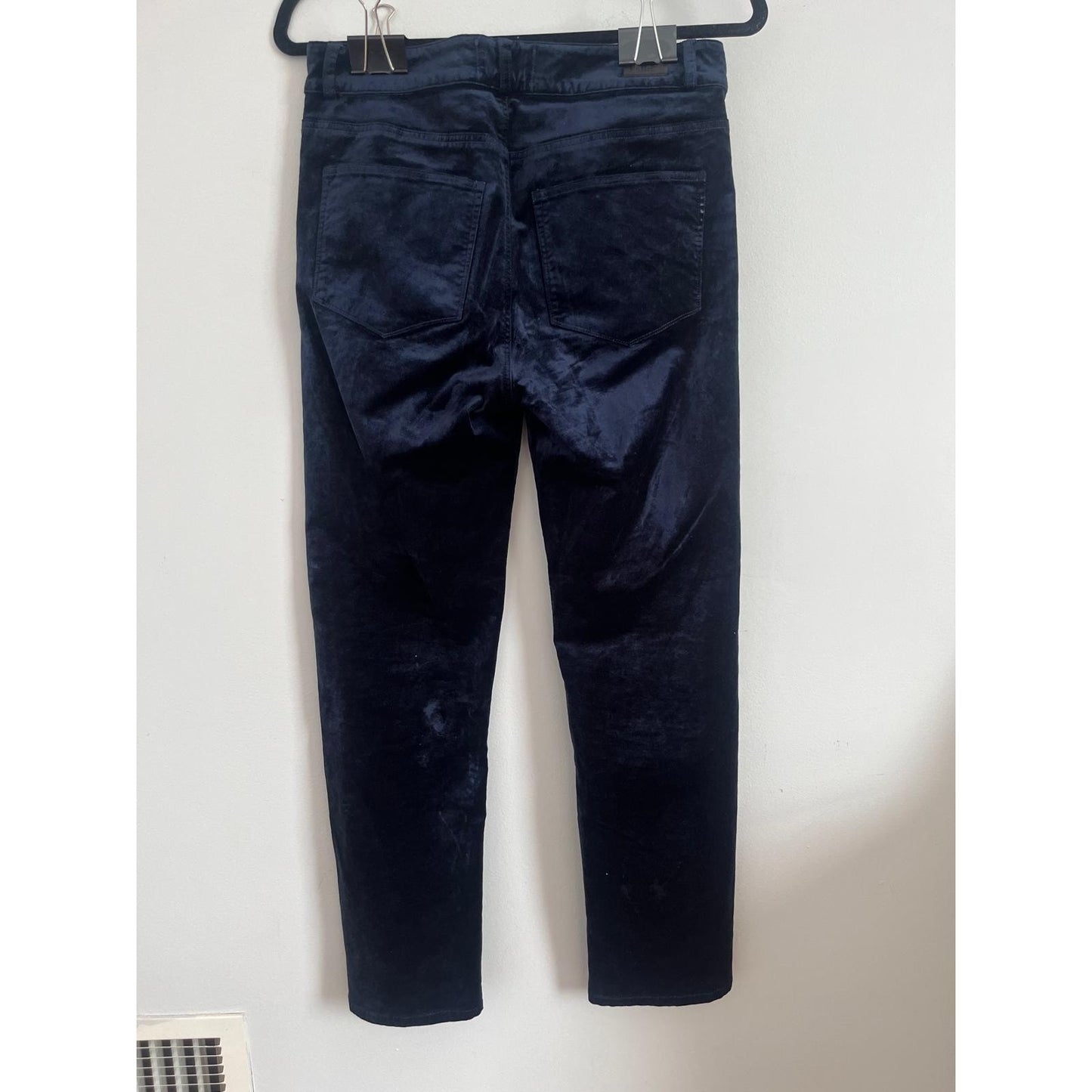Paige Pants Women 27 Navy Velvet Straight Leg Mid Rise Classic Fit
