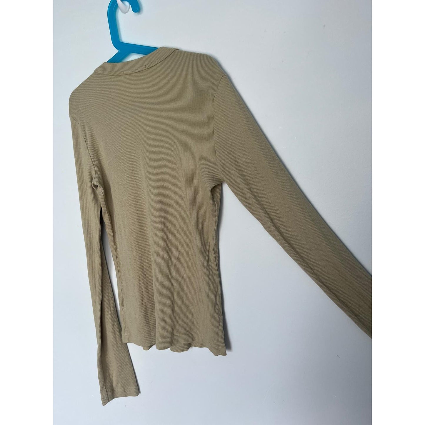 Cotton Citizen Ribbed Long Sleeve Top Women Small Tan Lightweight Casual