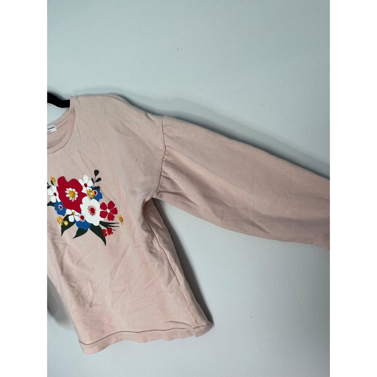 Sonia Rykiel Paris Sweatshirt Women 12Y Pink Floral Graphic Puff Sleeve
