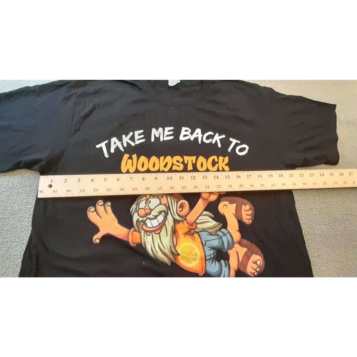 Port & Company Mens L Black Woodstock 1969 Graphic T Shirt
