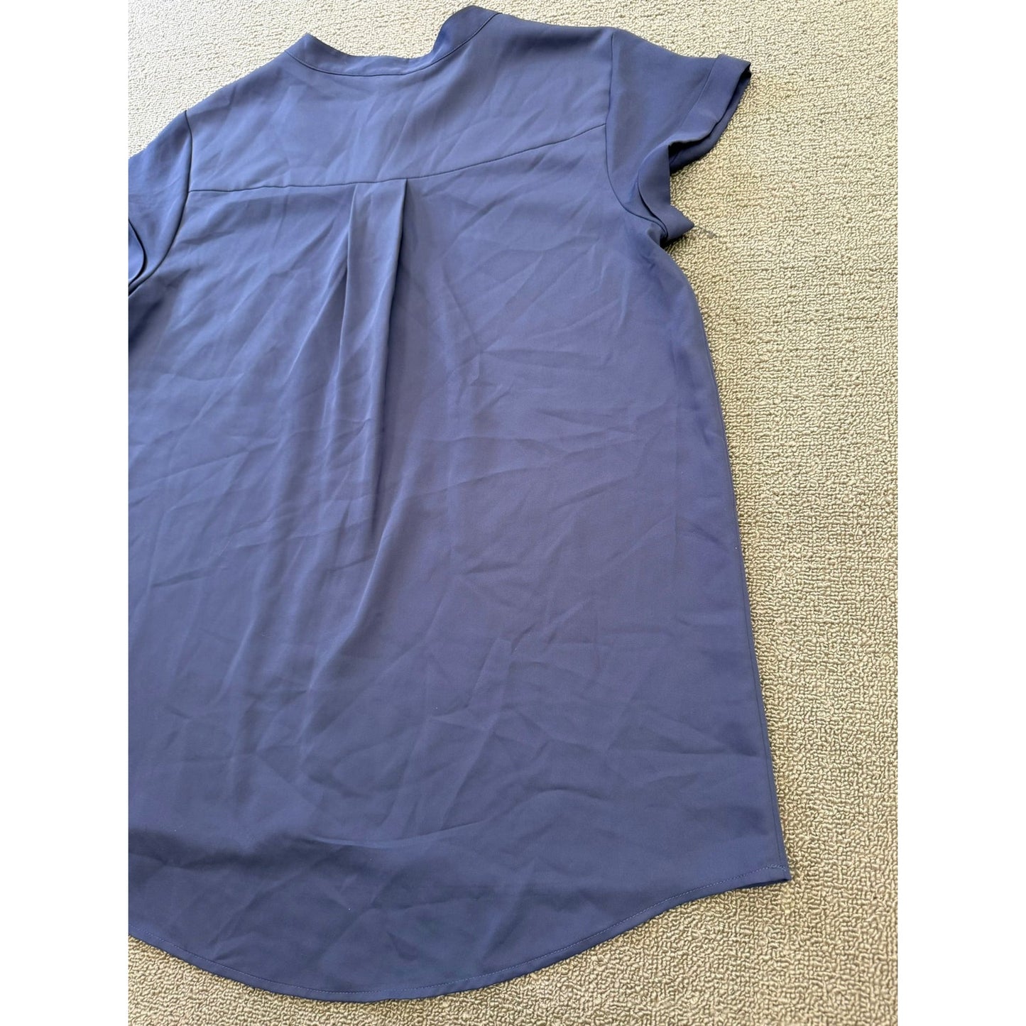 Simply Vera Verawang Women's Large Blue Short Sleeve Pocket Tunic Blouse