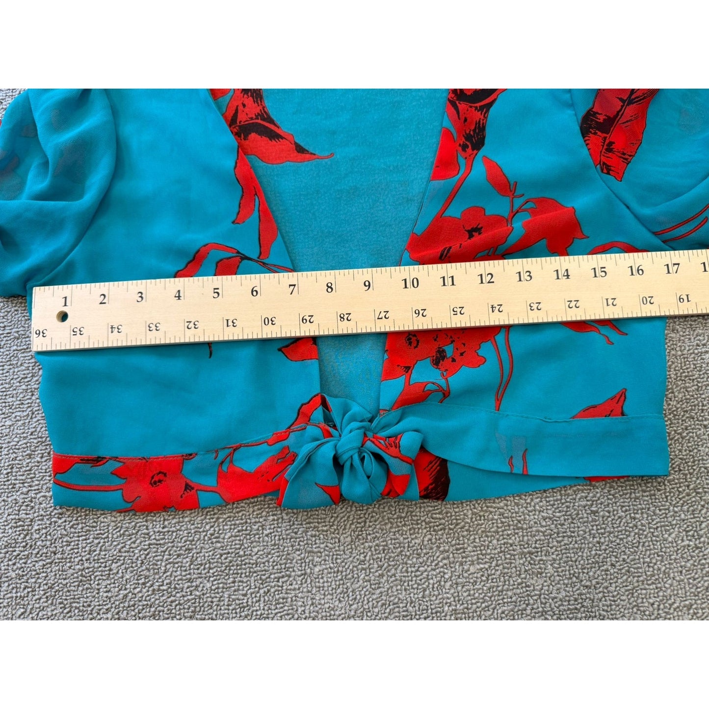 LUXXEL Turquoise Red Flower Set Size Small Flowey Skirt And Shirt