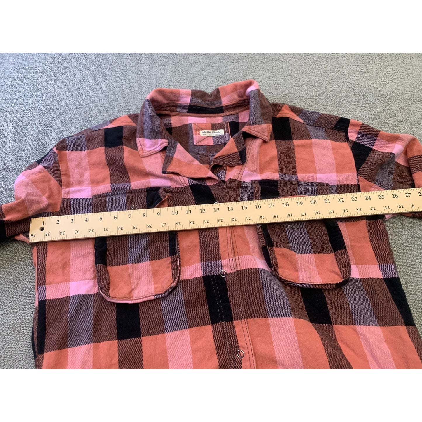 Free People We The Free Women's Large Pink Plaid Flannel Button Up Shirt