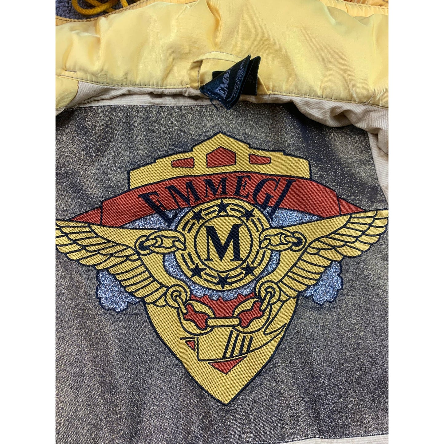 Emmegi Women's S Yellow Vintage Jacket With Hood Emblem And Patch