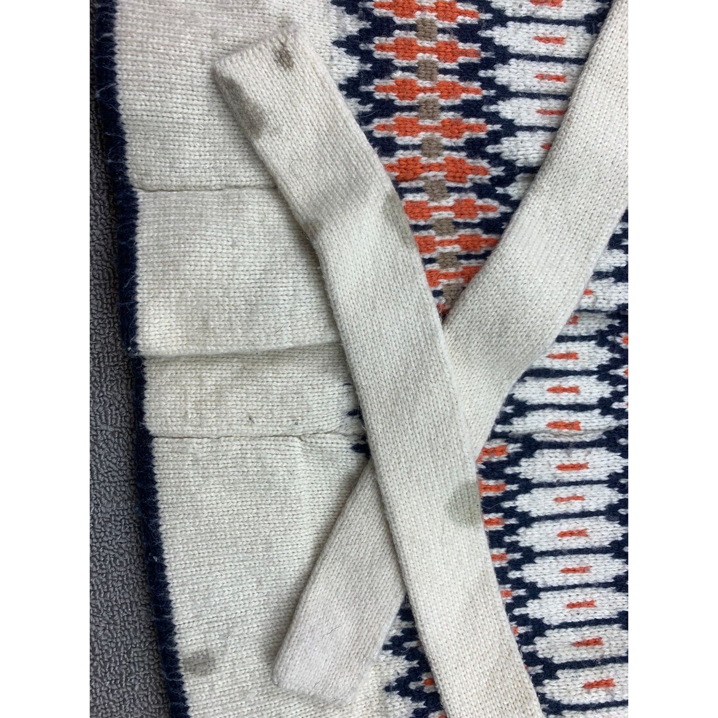 Lucky Brand Women Small White Multicolor Wool Blend Geometric Sweater Coat