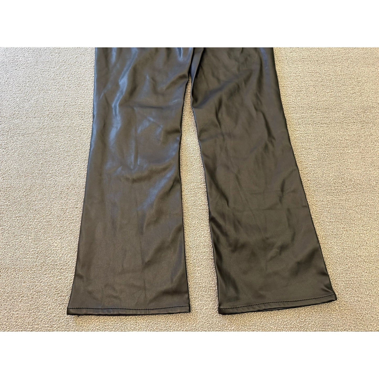 ZARA Women's Size 6 Black Faux Leather Mini Flare Pants