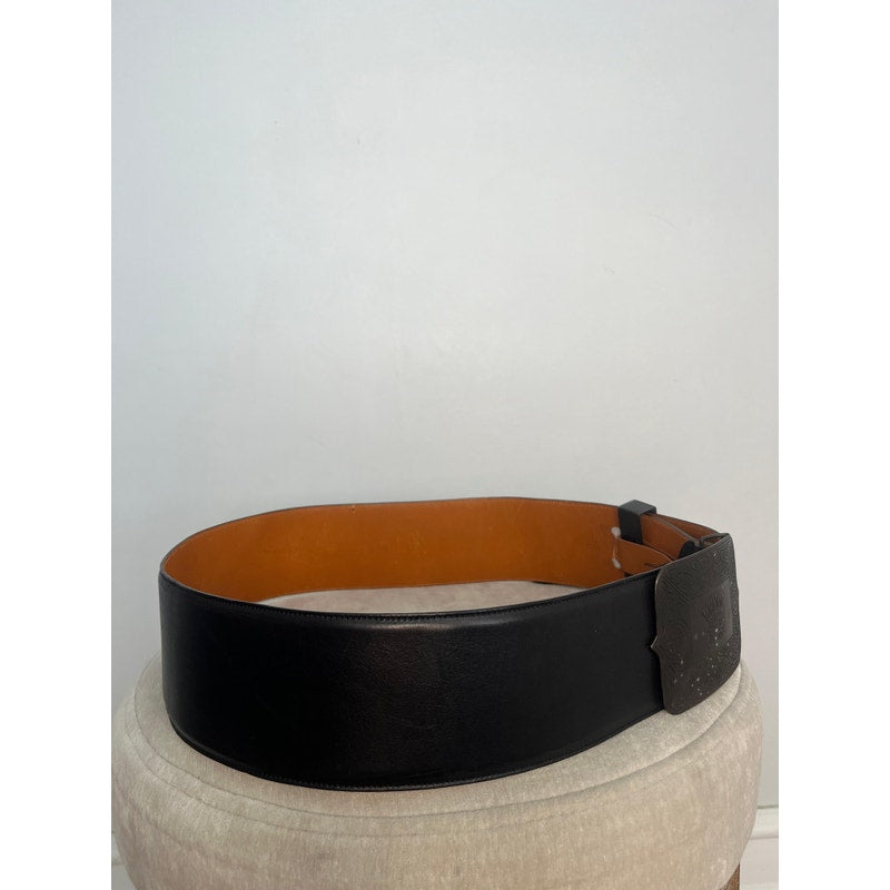 VIntage Ralph Lauren Collection Leather Belt Women M Black Western Buckle