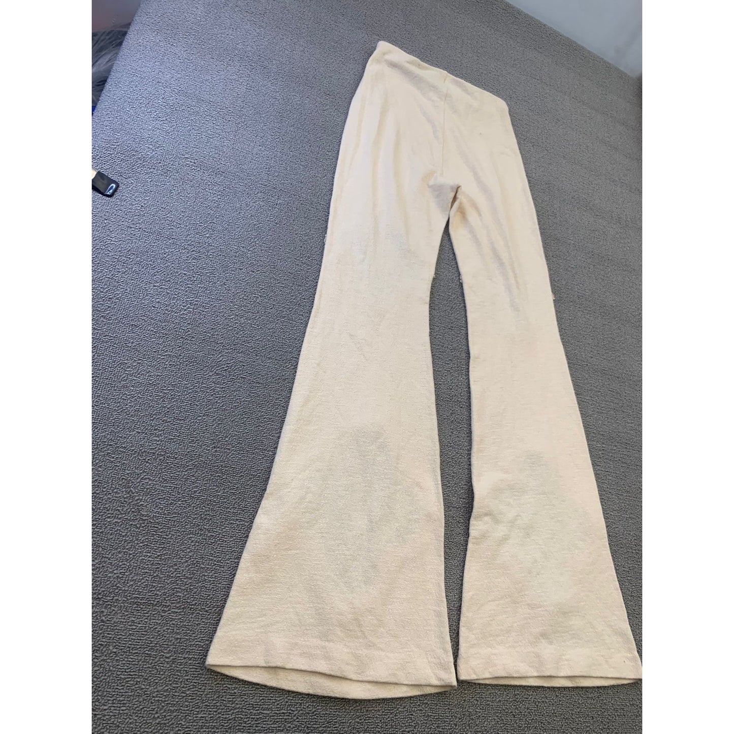 Acne Studios Women's S Beige Flare Pants Crochet Patches Pants