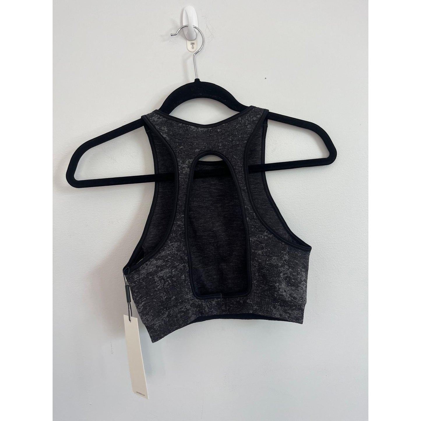 Calvin Klein Sports Bra Women S Black Gray Marble Racerback Seamless NWT