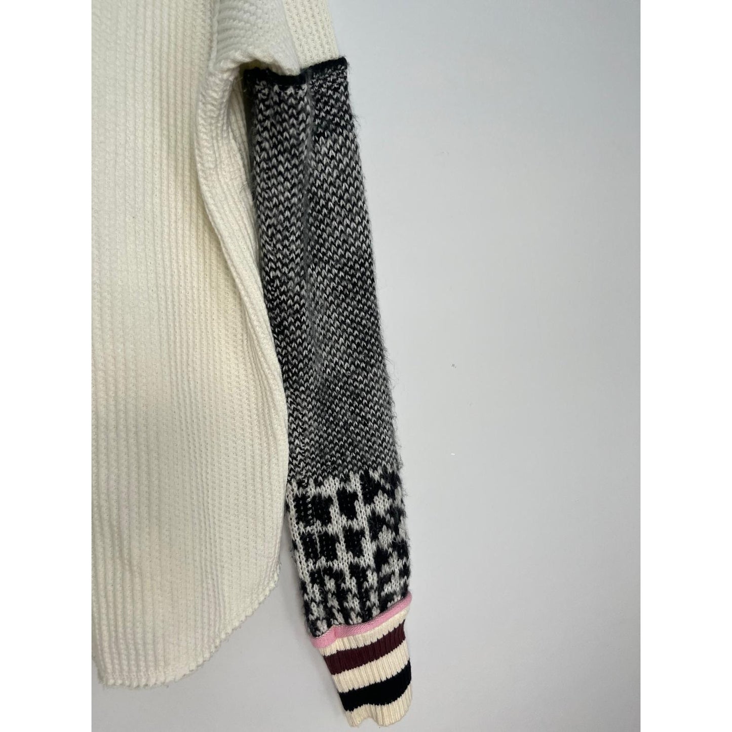 We The Free Waffle Knit Sweater Women XS Colorblock Patterned Sleeves