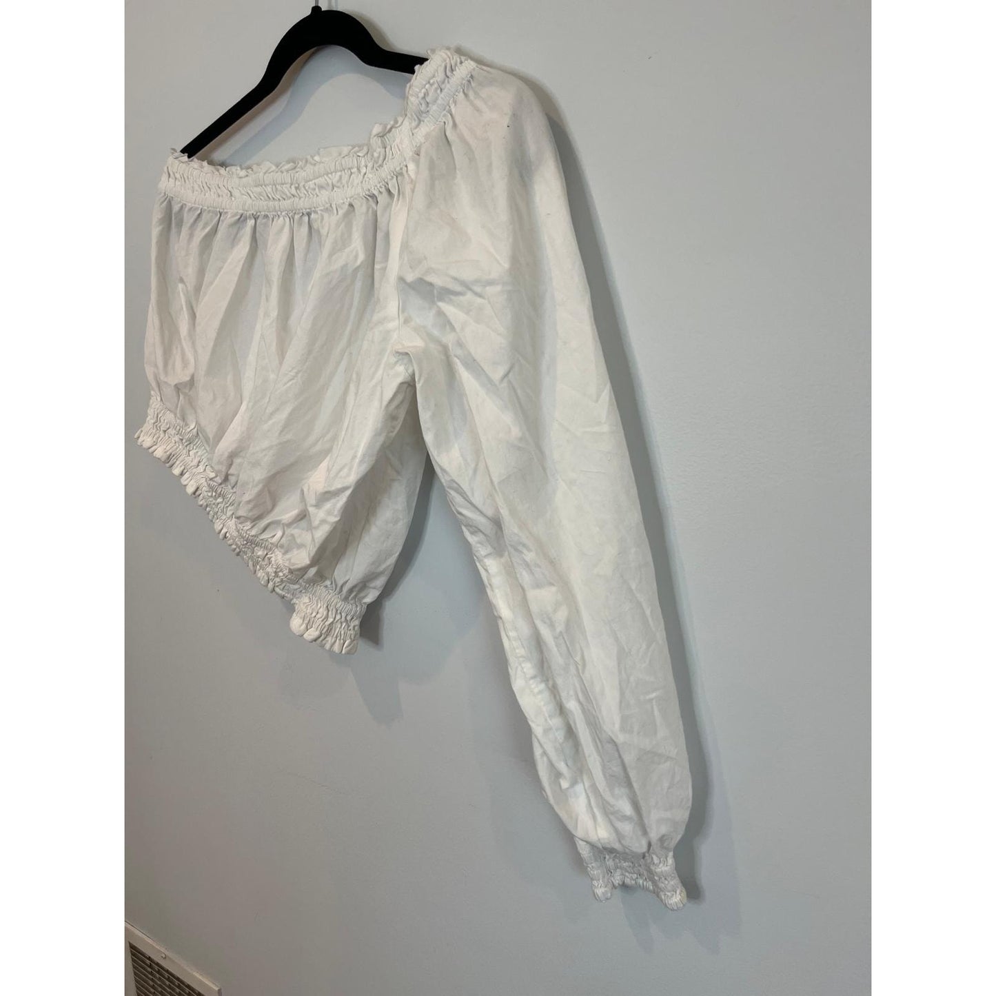 Free People Off Shoulder Blouse Women SP White Long Sleeve Boho Crop Top