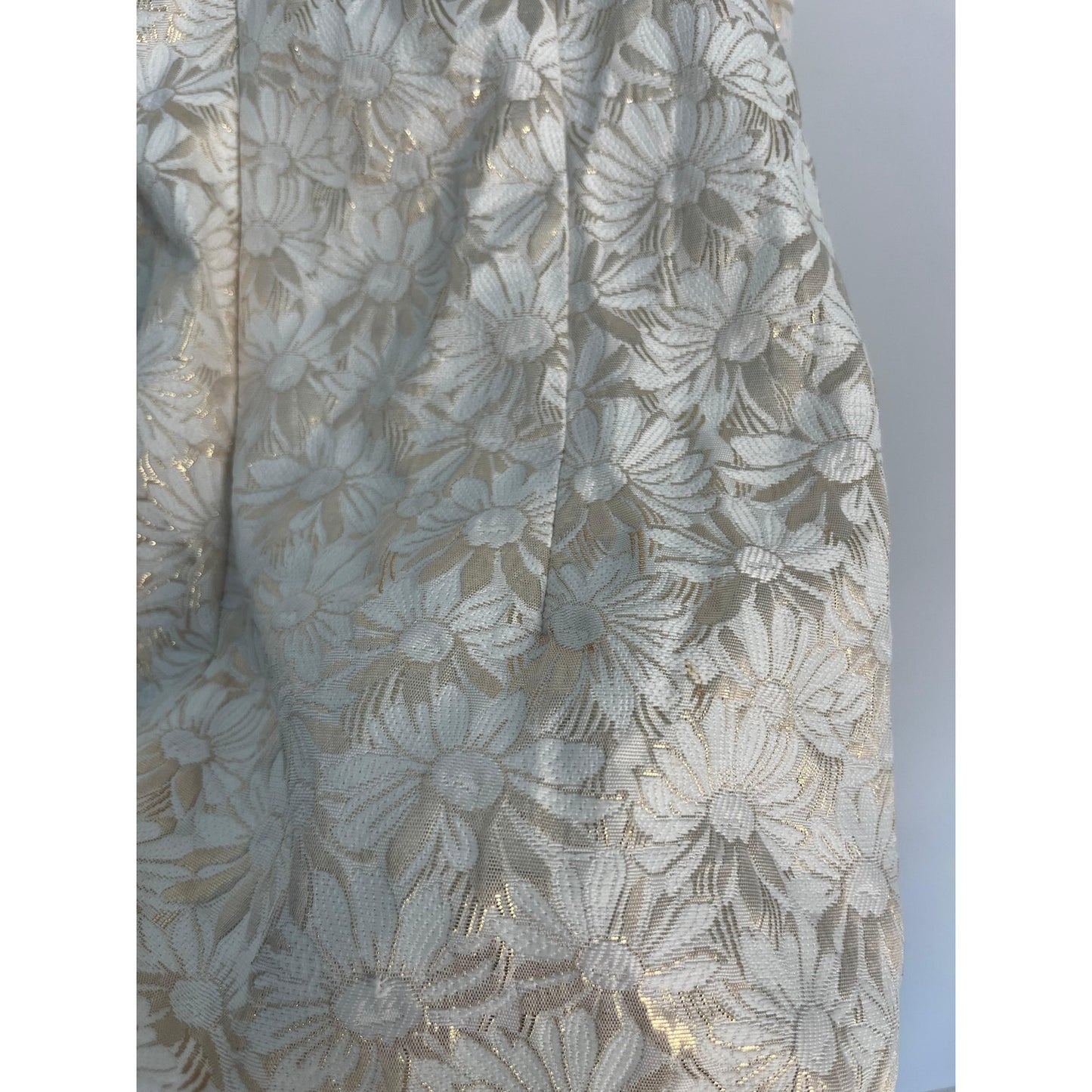 Betsy & Adam Strapless Mini Dress Women 12 Floral Brocade Bow Cream Gold