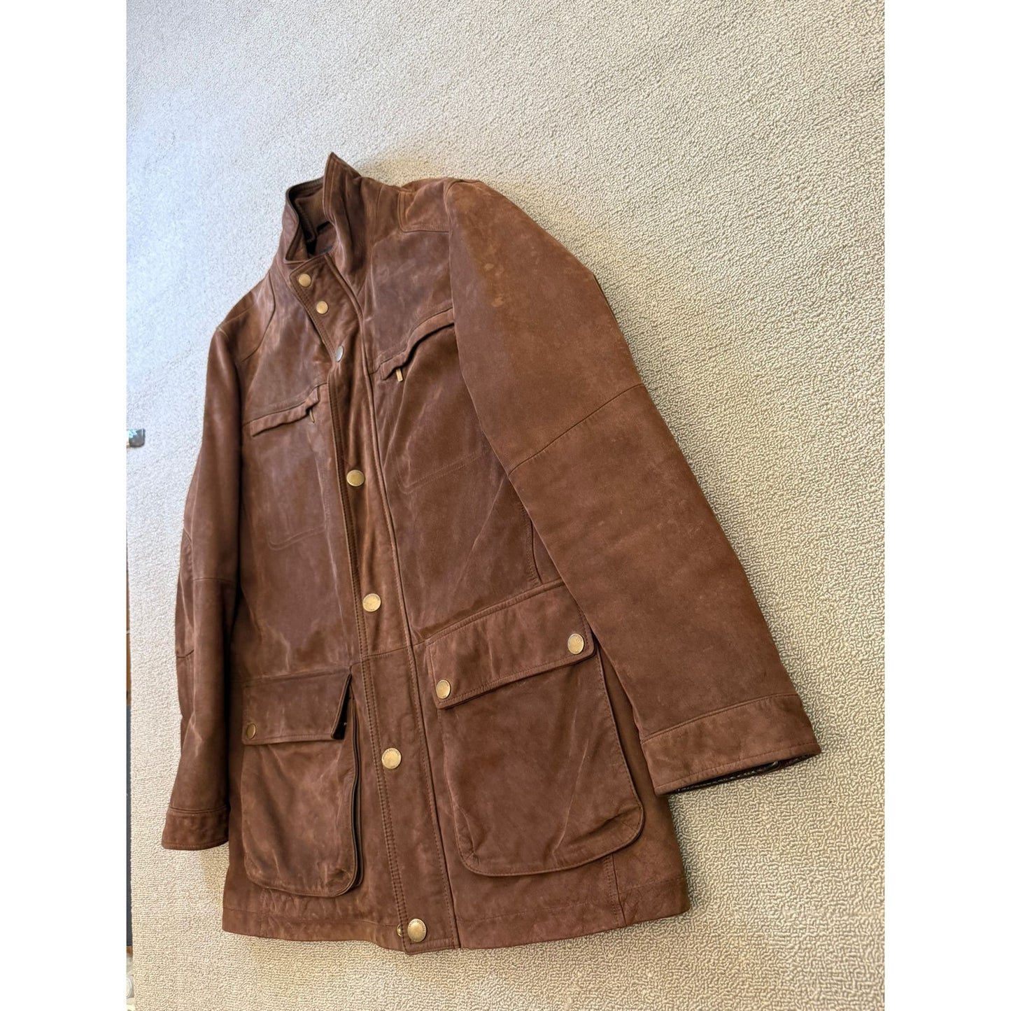 Brooks Brothers Men Size M Field Genuine Leather Jacket Brown Quilted Lining