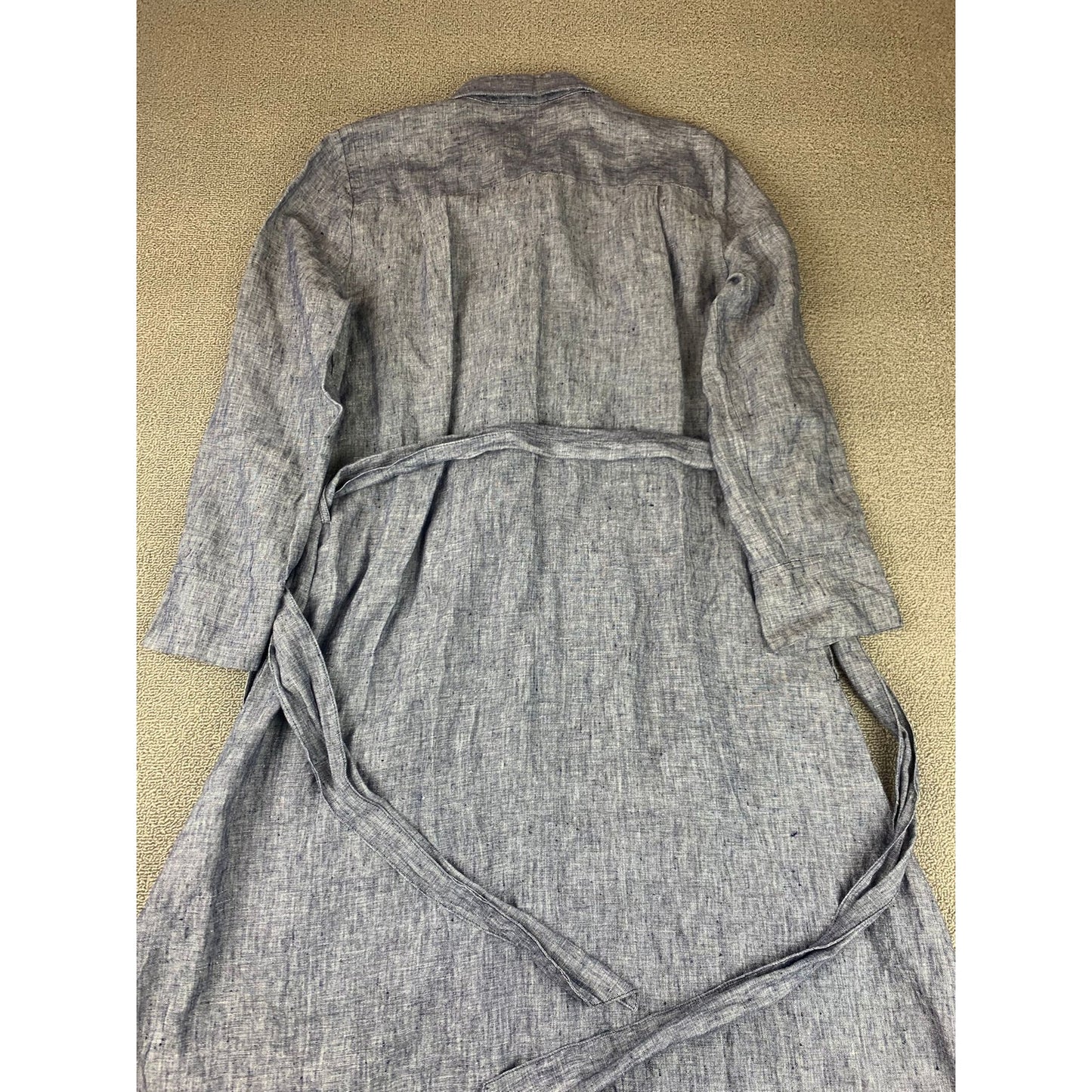 Saks Fifth Avenue Women's S Blue Linen Heathered Collared Shirt Dress