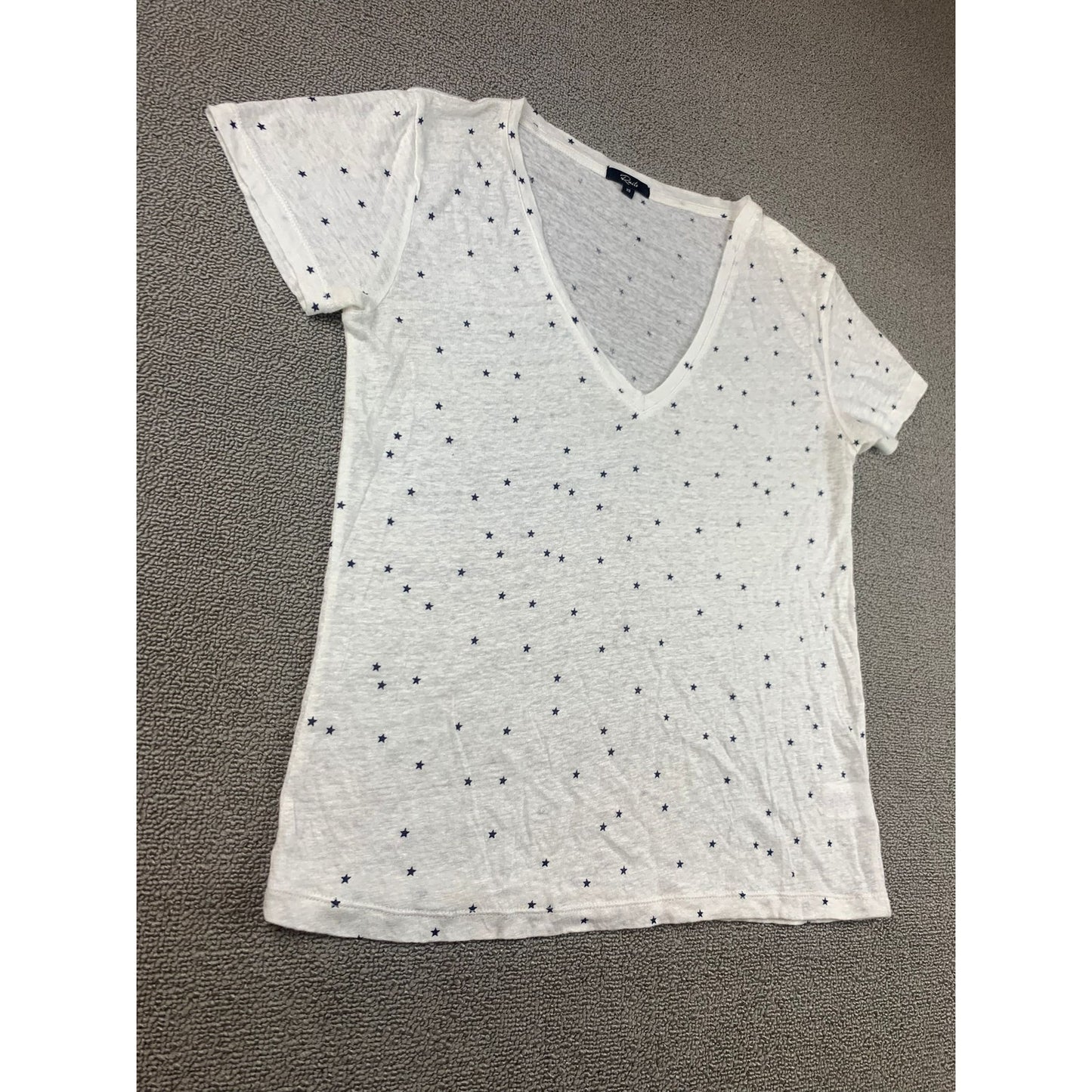 Rails Women Extra Small White Black Star Print V-neck T-shirt