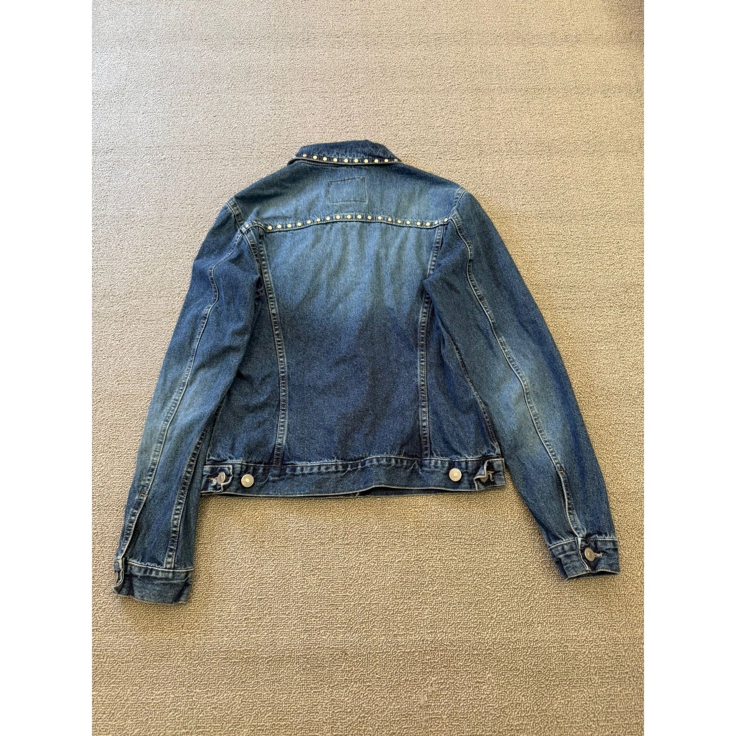 Sisley Blue Studded Denim Jean Jacket Women XS