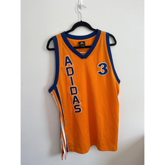 Adidas Basketball Jersey Men L Orange Blue Mesh Tank Top Number 3