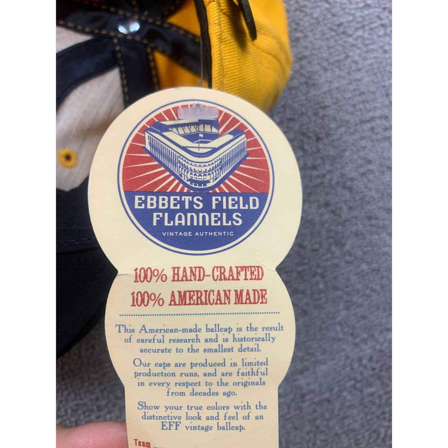 Ebbets Field Flannels Men Yellow Black Authentic Adjustable Cap
