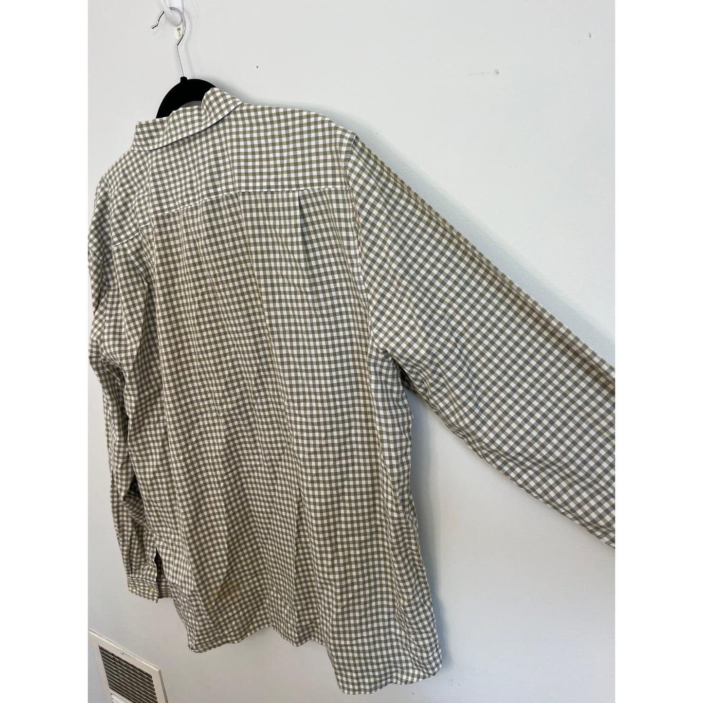 Lacoste Button Down Shirt Men 2XL Green White Check Long Sleeve Casual