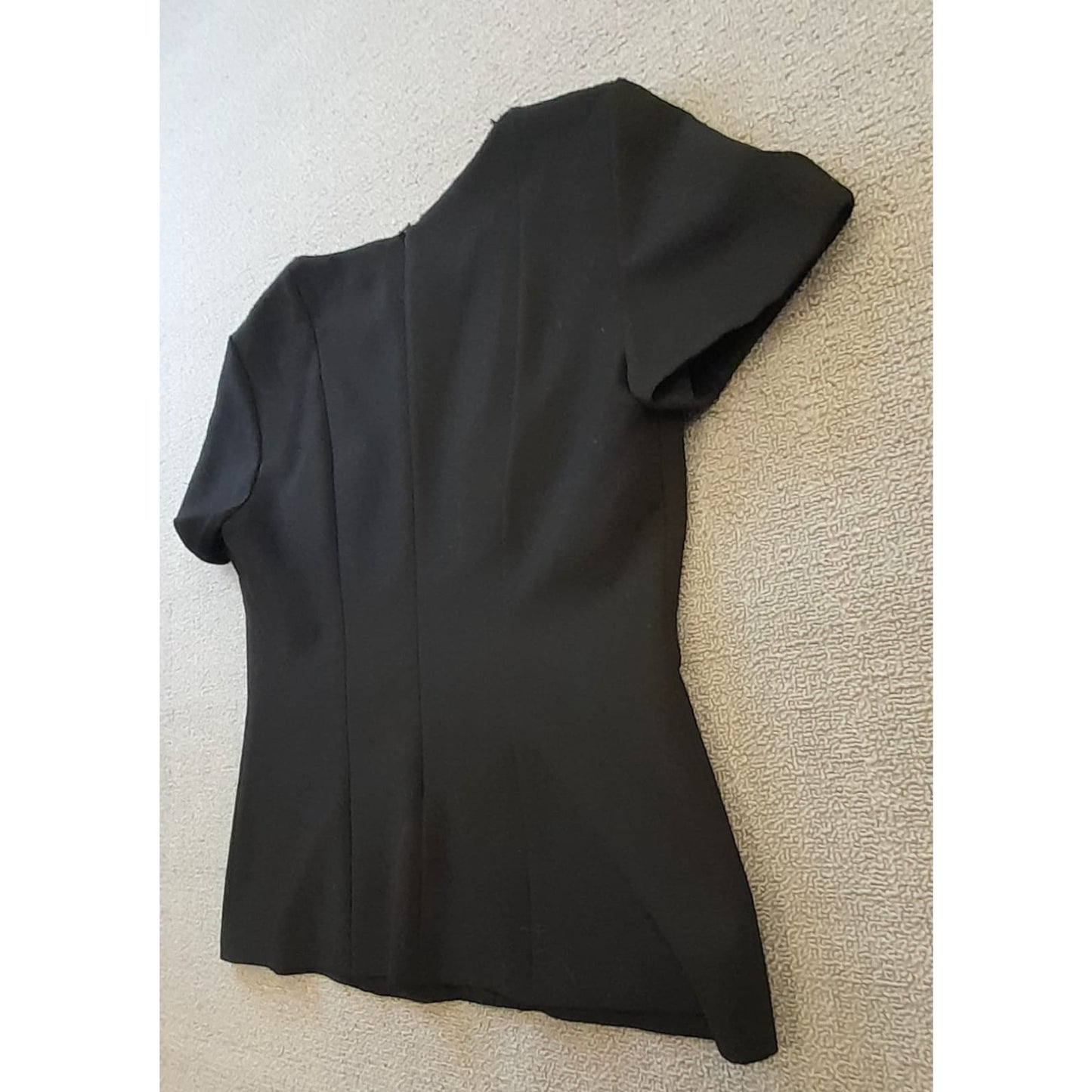 BOSS Hugo Boss Womens 10 Black Short Sleeve V Neck Fitted Blouse
