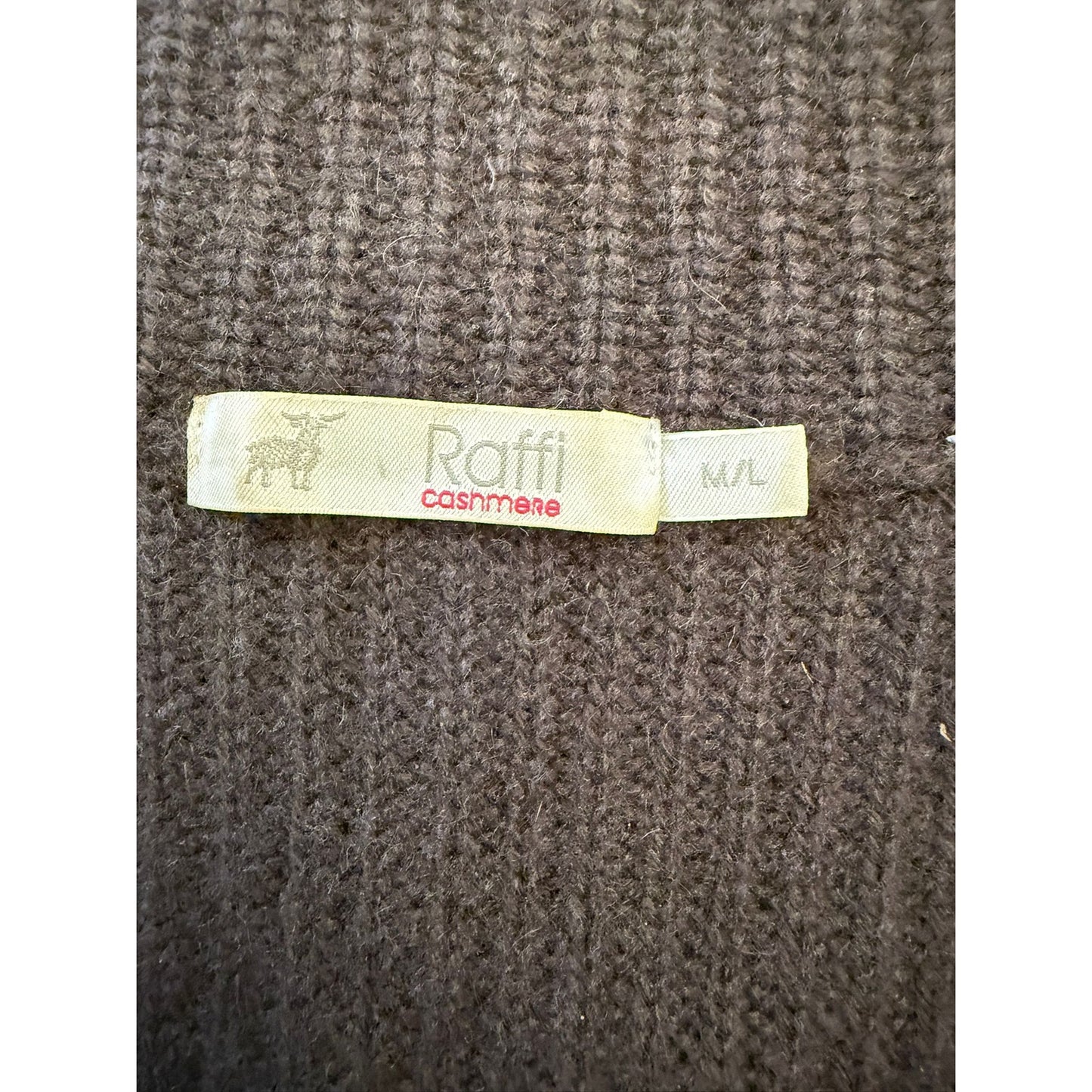 Raffi Cashmere M/L Brown Striped Knit Cape Poncho Toggle 100% Cashmere