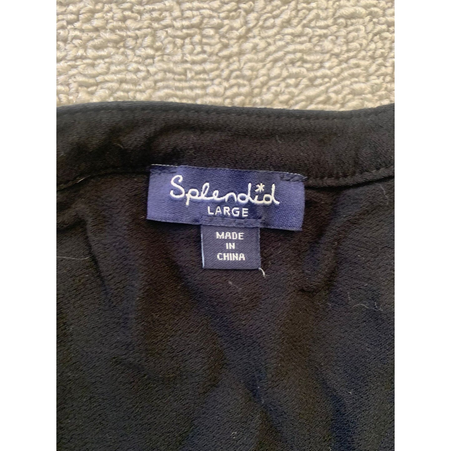 SPLENDID Women Large Black V Neck Long Sleeve Top