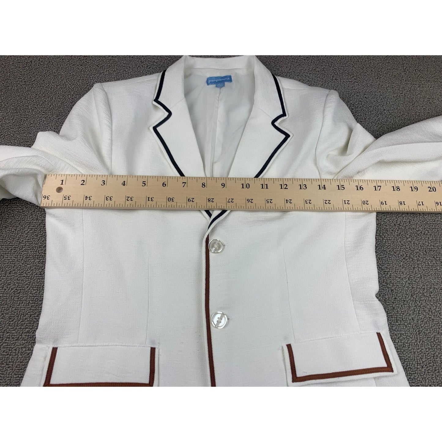 Pompomme Girls 14Y White Black Trim Single Button Blazer