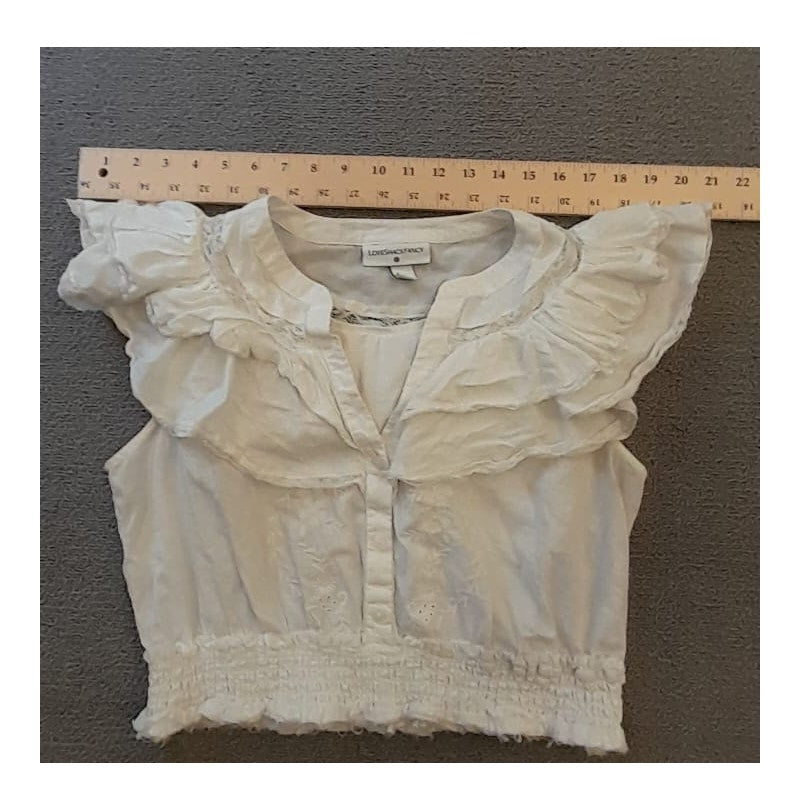 LoveShackFancy Target Women's M White Eyelet Ruffle Button Top Blouse