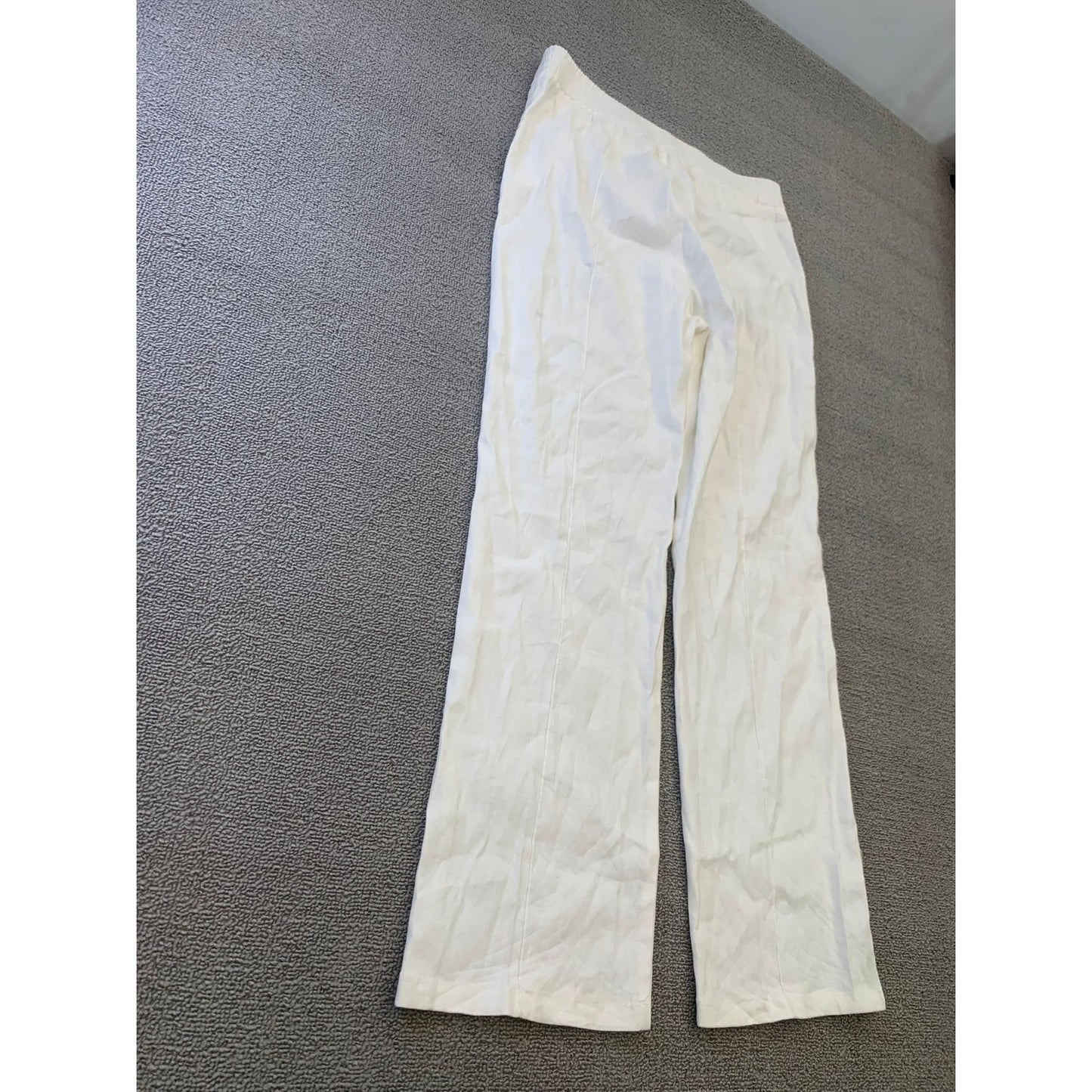 Monrow Women Medium White Wide Leg Linen Blend Pants