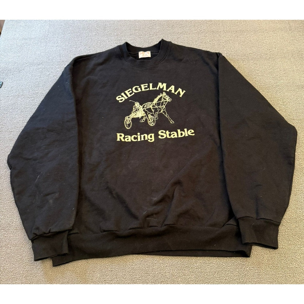 SIEGELMAN STABLE Men's Crewneck Sweatshirt XL Black Graphic Racing stable