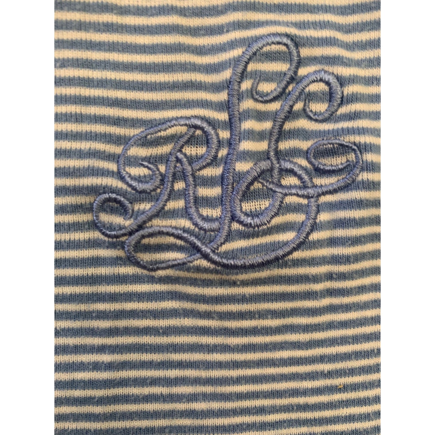 Lauren Ralph Lauren Women's Large Blue Striped Cotton Long Sleeve Loungewear