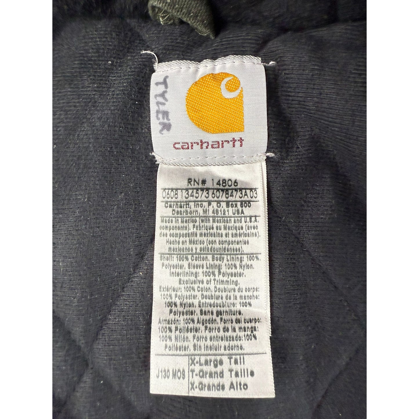 Carhartt Vinatge Men's Size XL Tall Green Full-Zip Bomber Work Wear Jacket