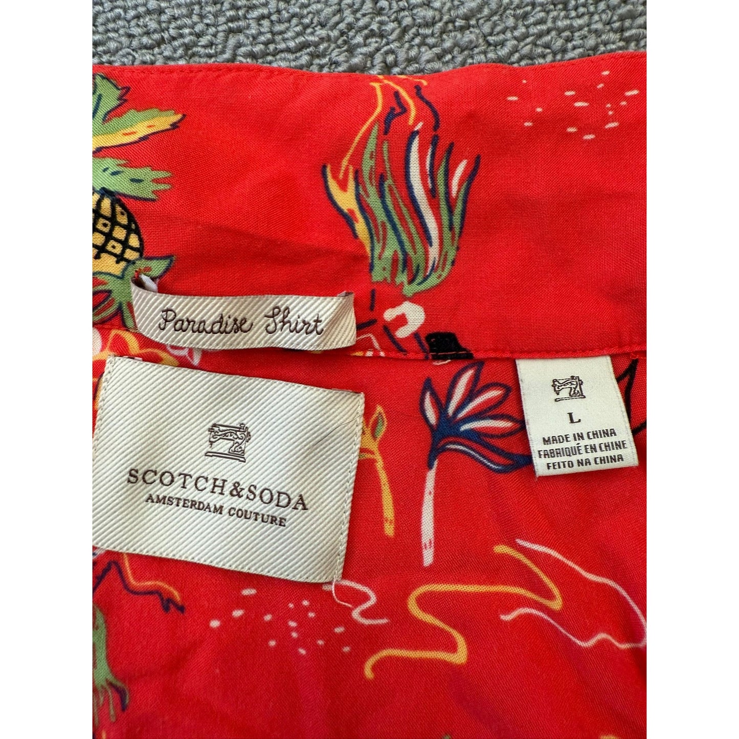 Scotch & Soda Men's Large Red Aloha Shirt Hawaiian Island Getaway