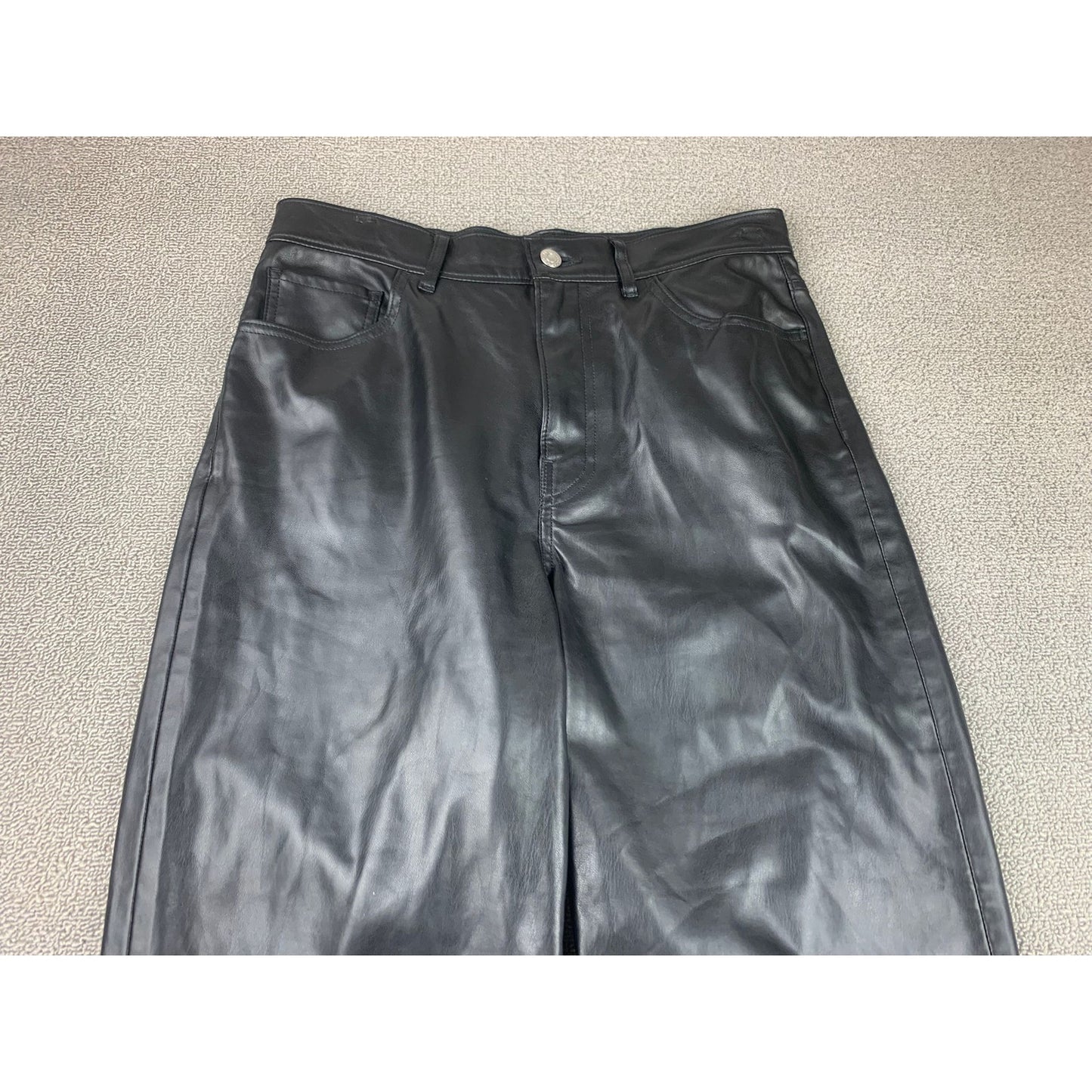 Levi's Women's 29 Black Faux Leather Ribcage Straight High Rise Pants
