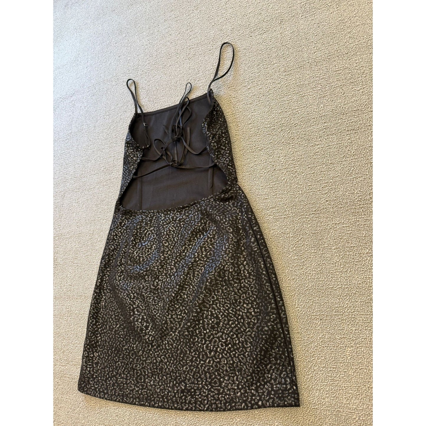 Urban Outfitters Female S P Black Metallic Animal Print Spaghetti Strap Dress