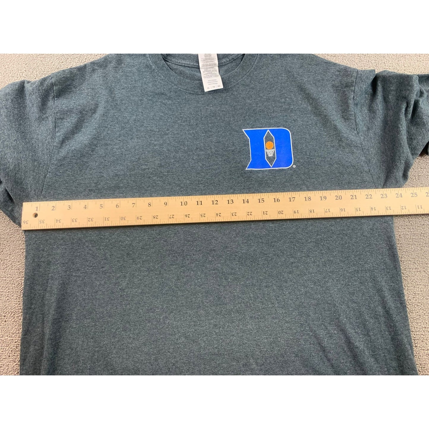 Gildan Men XL Blue Gray Heather Long-Sleeve Crewneck Shirt Duke Blue Devils NCAA