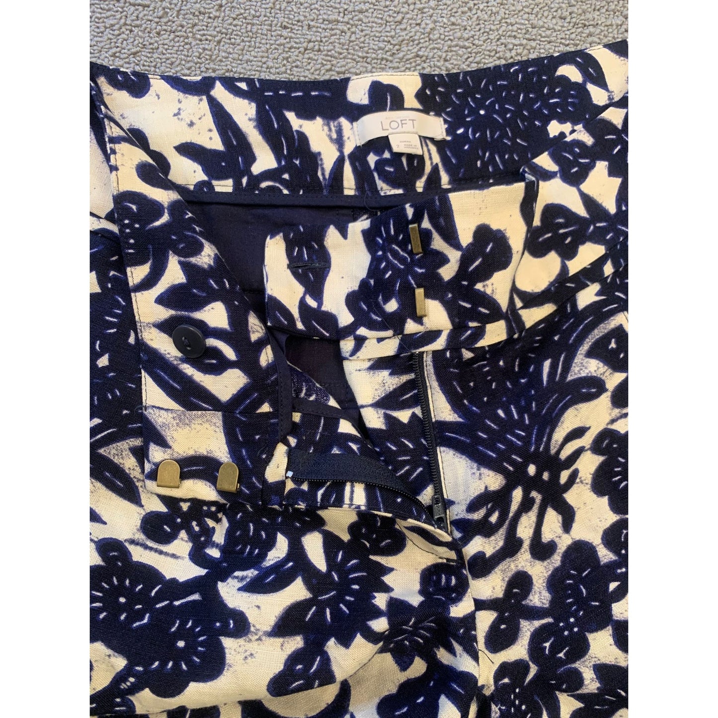 Ann Taylor Loft Marisa Women’s Linen Blend Pant Floral Vine Print Size 2