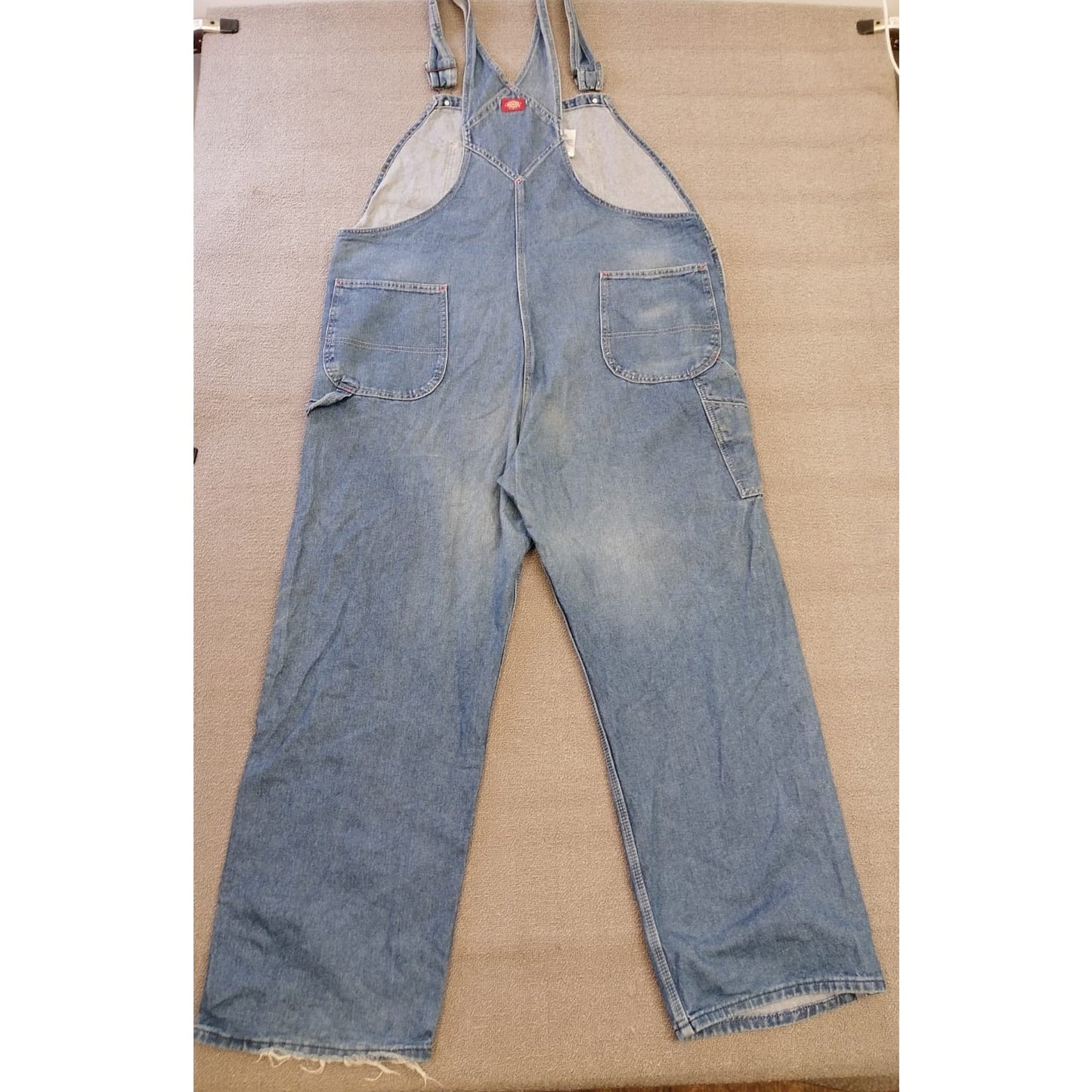 Dickies 44x32 Adult Male Light Wash Denim Bib Overalls Durable Workwear Apparel Men's