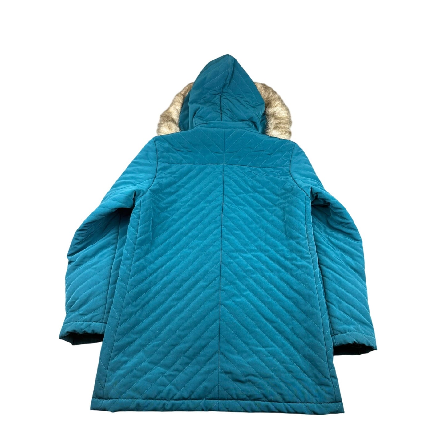 White Stag Women's Small Quilted Puffer Jacket With Faux Fur Trim Hood