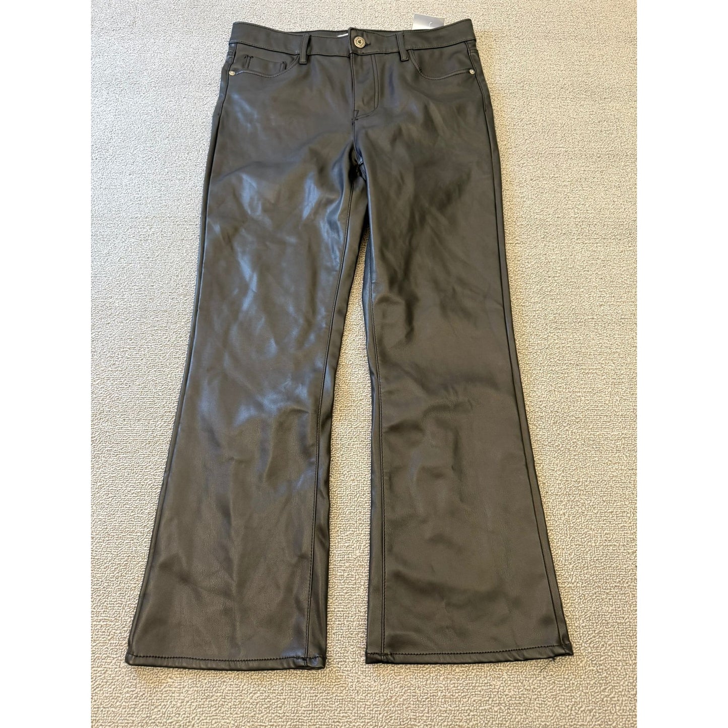 ZARA Women's Size 6 Black Faux Leather Mini Flare Pants
