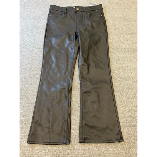ZARA Women's Size 6 Black Faux Leather Mini Flare Pants